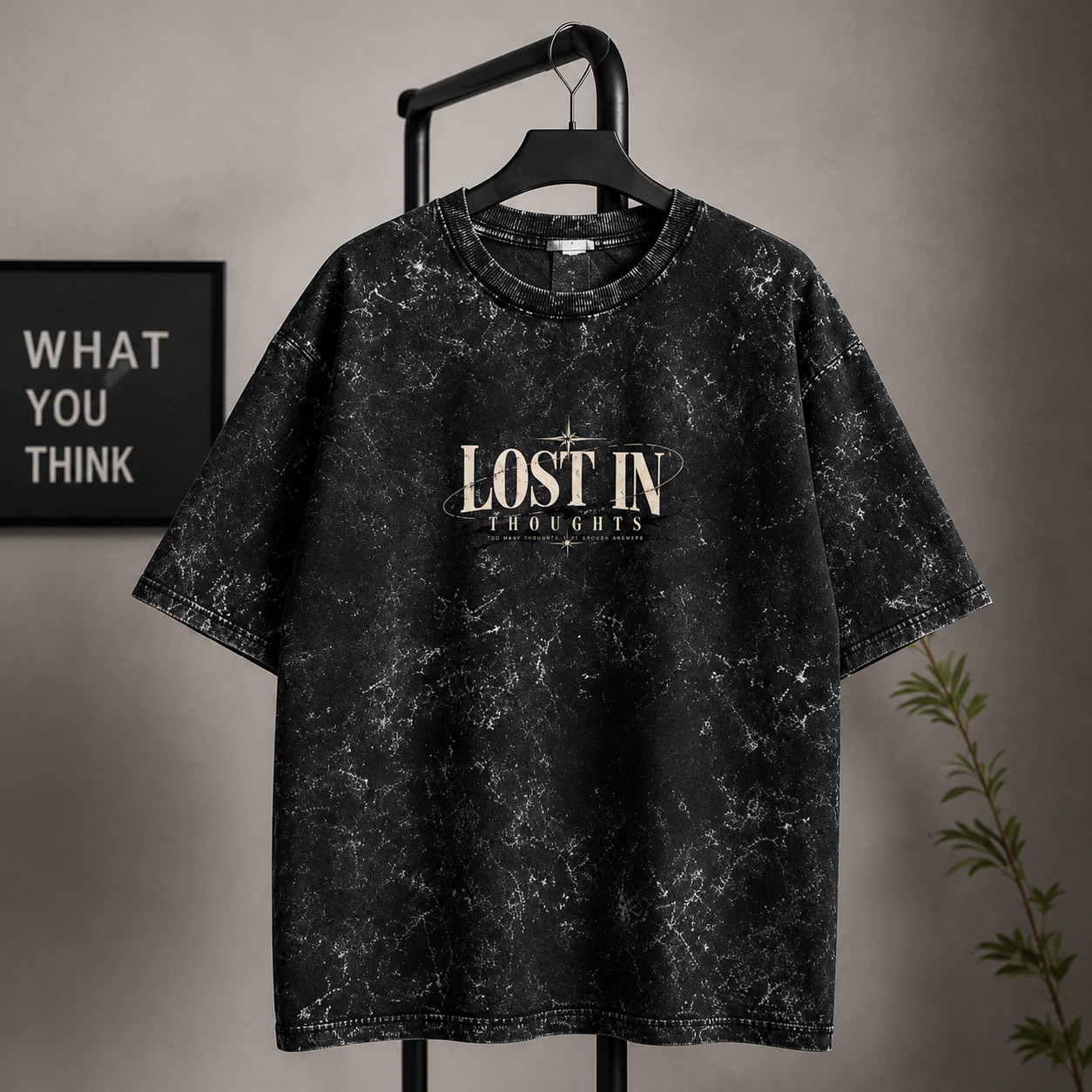 LOST IN THOUGHTS | Unisex Acid Washed Oversized Tee