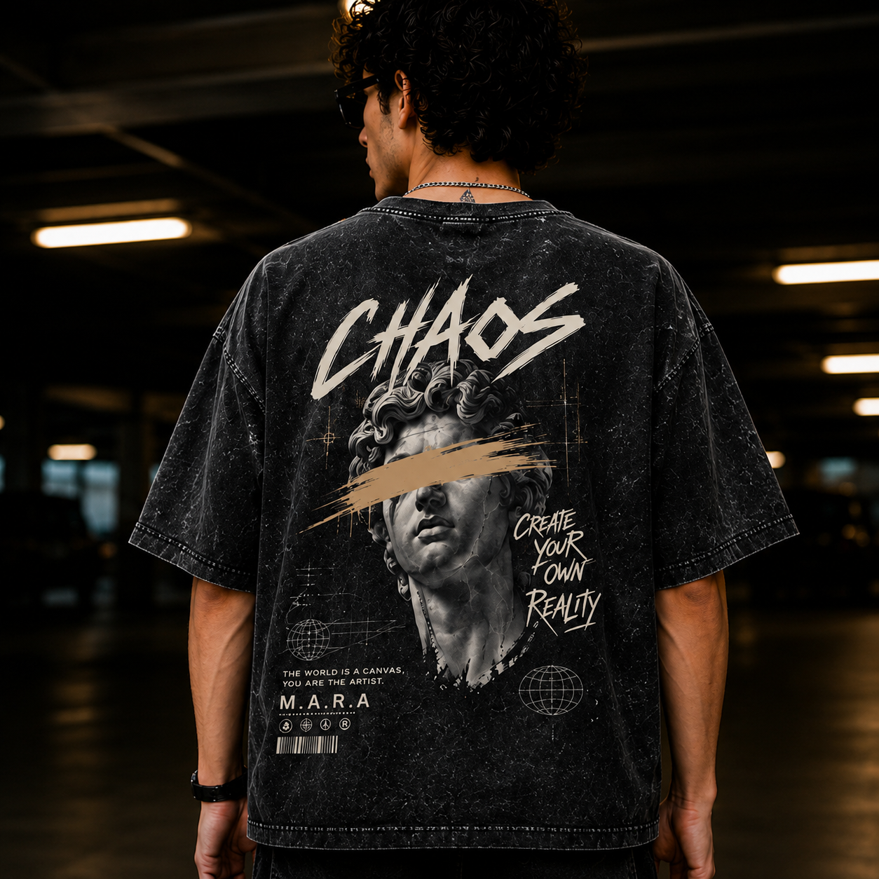 CHAOS | Unisex Acid Washed Oversized Tee