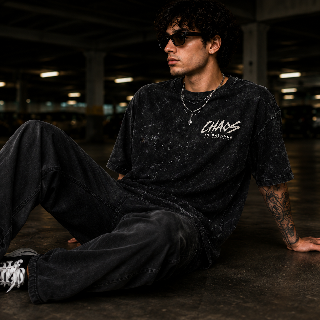 CHAOS | Unisex Acid Washed Oversized Tee